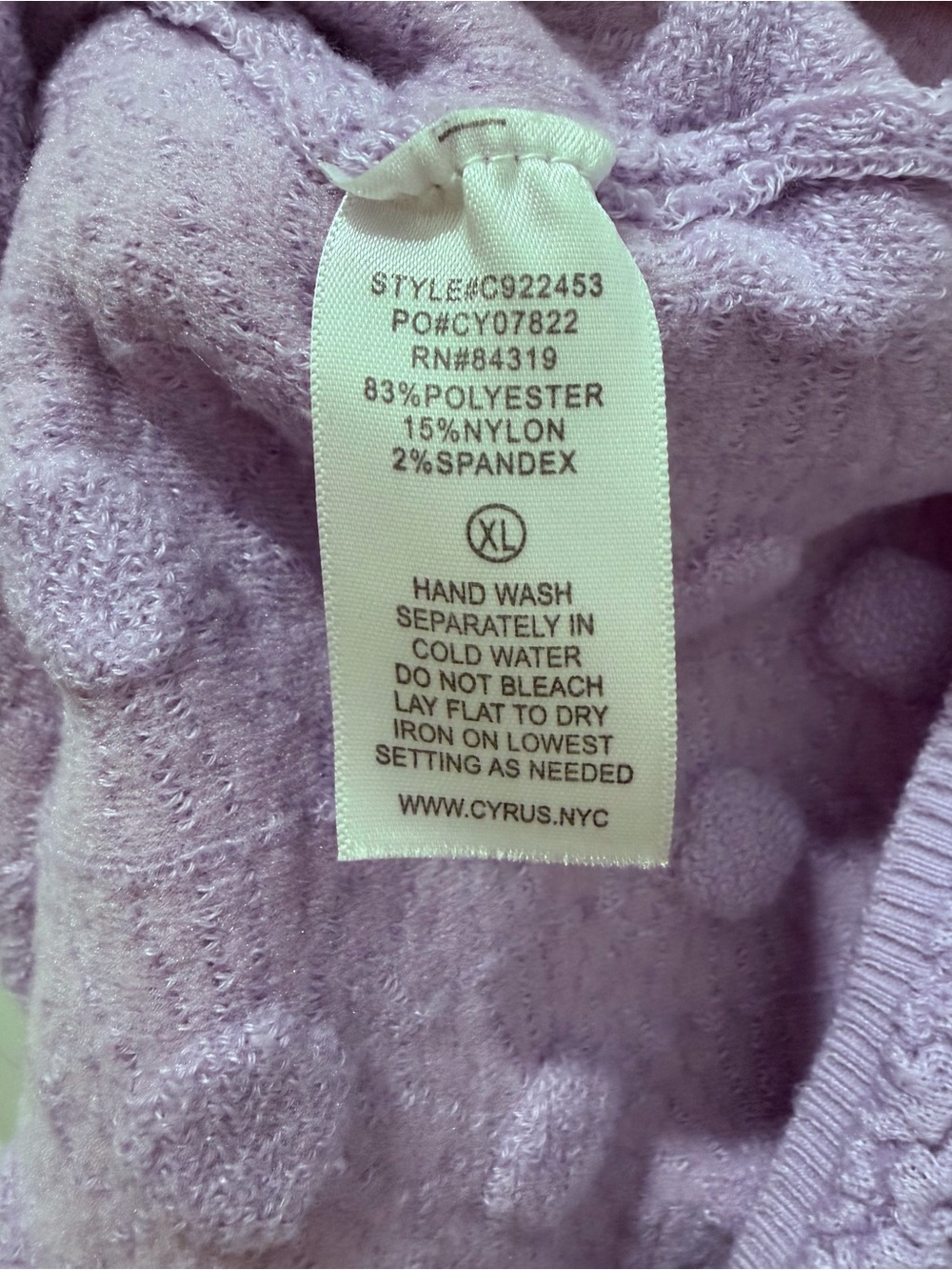 Cyrus Lavender Textured Bubble Knit Sweater - Picture 5 of 5